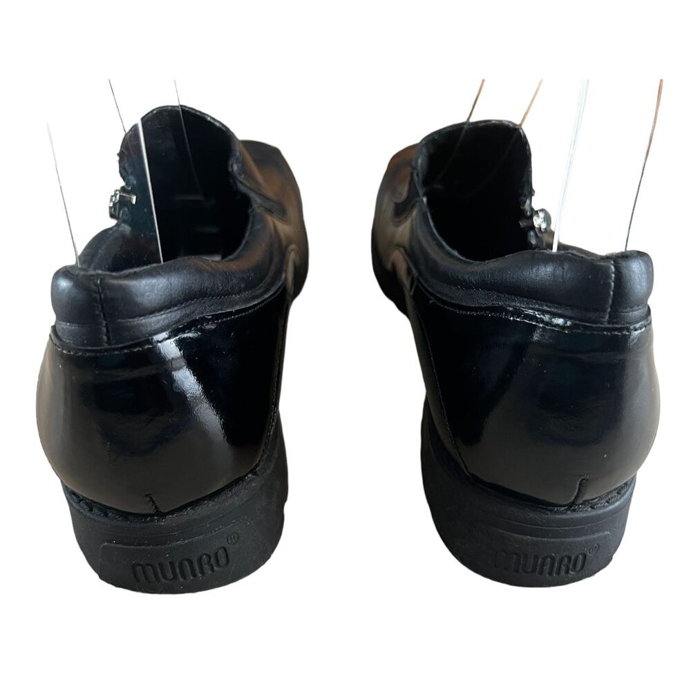 Munro Women's Black 11 N Leather Slip-On Shoes Wedge Heel Comfort Elastic &  Zip - Picture 6 of 8